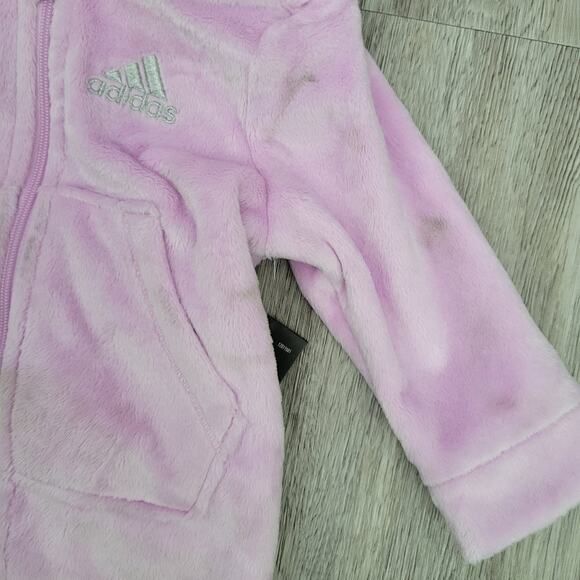 Adidas baby light lilac velour hooded one piece Size 3 months - Picture 6 of 9